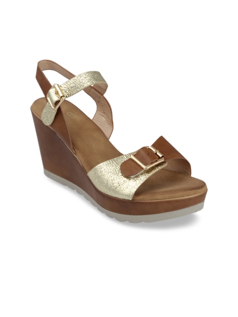 

pelle albero Women Rust Brown & Gold-Toned Colourblocked Heels