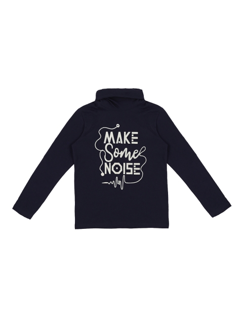 

Pantaloons Junior Boys Navy Blue Printed Turtle Neck T-shirt
