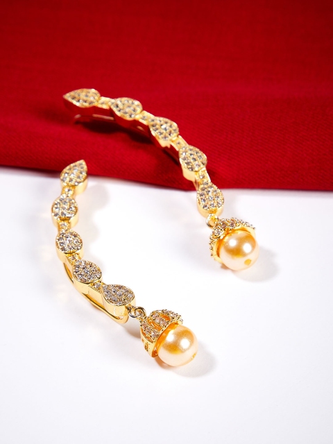 

ZeroKaata Gold-Plated & White Contemporary Handcrafted Ear Cuff