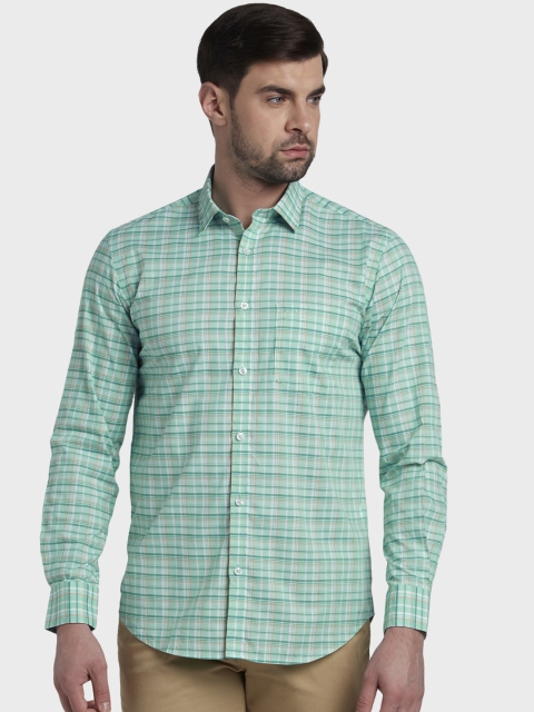 

ColorPlus Men Green Slim Fit Checked Casual Shirt