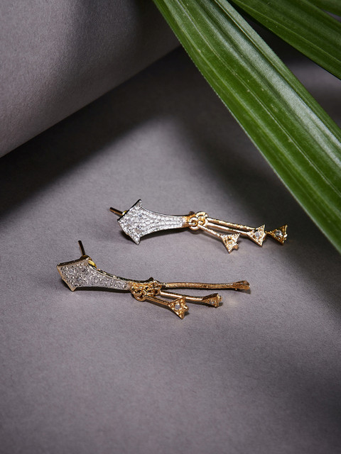

ZeroKaata Gold-Toned Contemporary Drop Earrings