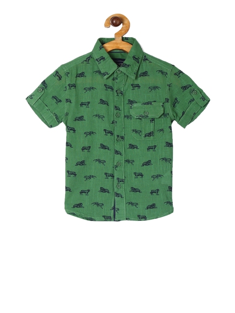 

Cherokee Boys Green Regular Fit Printed Casual Shirt
