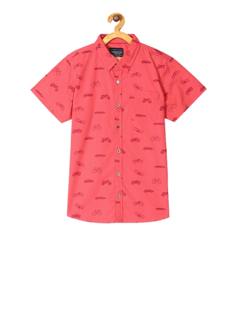 

Cherokee Boys Red Regular Fit Printed Casual Shirt