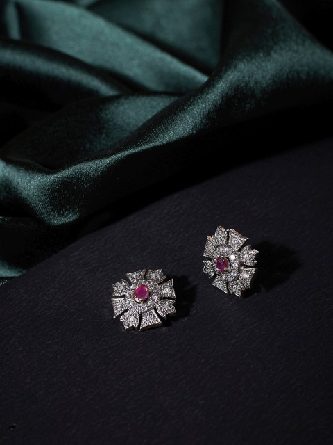 

ZeroKaata Gold-Plated & Handcrafted American Diamond Floral Studs