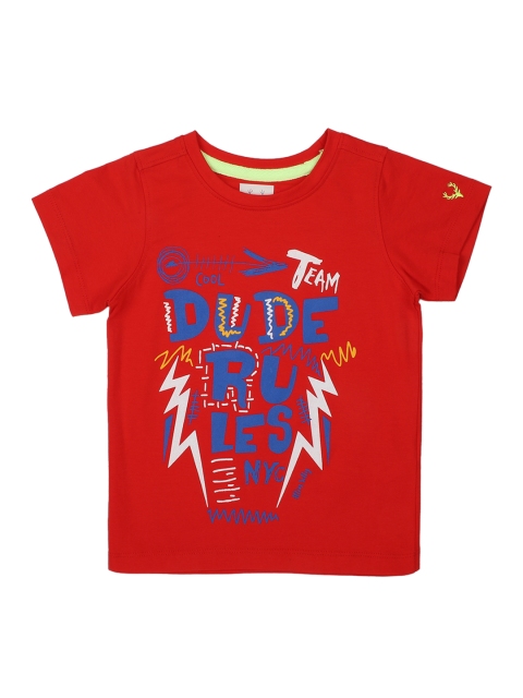 

Allen Solly Junior Boys Red Printed Round Neck T-shirt