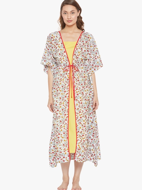 

The Kaftan Company Off-White Layered Printed Midi Nightdress LW_CO_GOWNSET23
