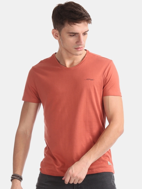 

Ed Hardy Men Orange Solid Round Neck T-shirt