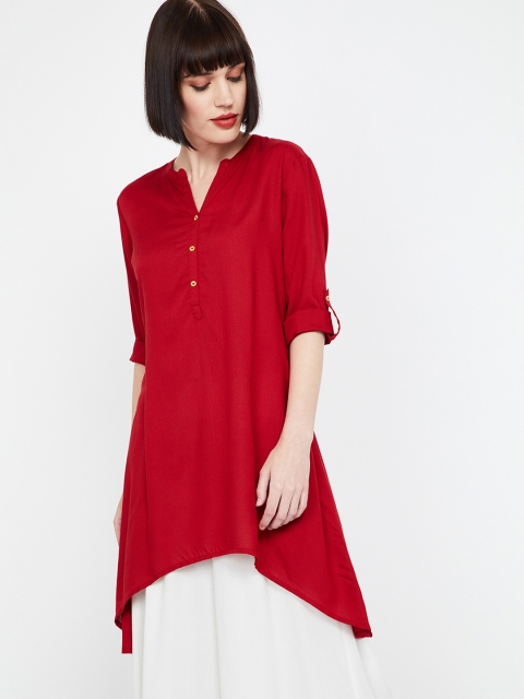 

Melange by Lifestyle Women Red Solid A-line Kurti