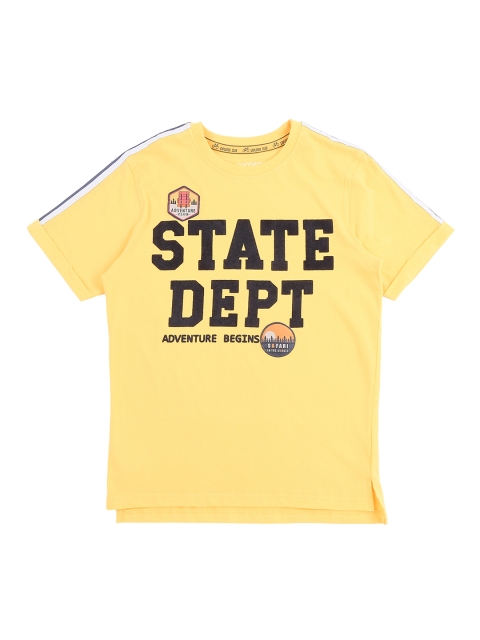 

Pantaloons Junior Boys Yellow Printed Round Neck T-shirt