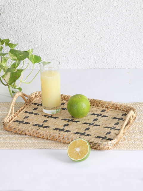 

House This Brown Woven Design Chheent Bamboo & Ply Serving Tray