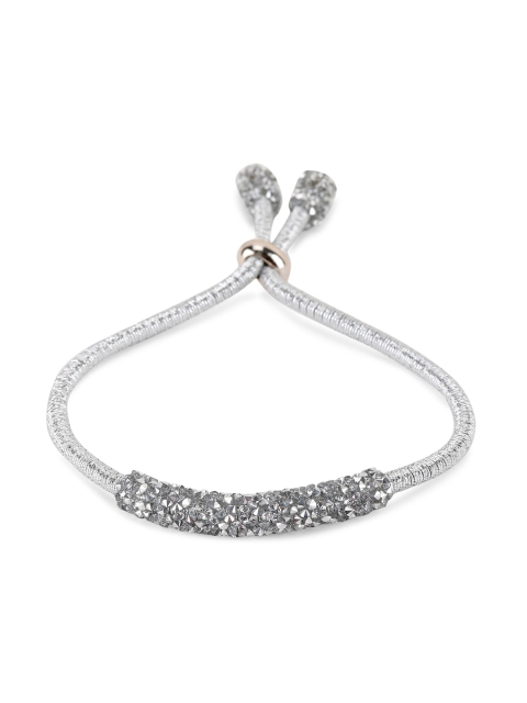 

ANIKAS CREATION Women Silver-Toned Stone-Studded Elasticated Bracelet