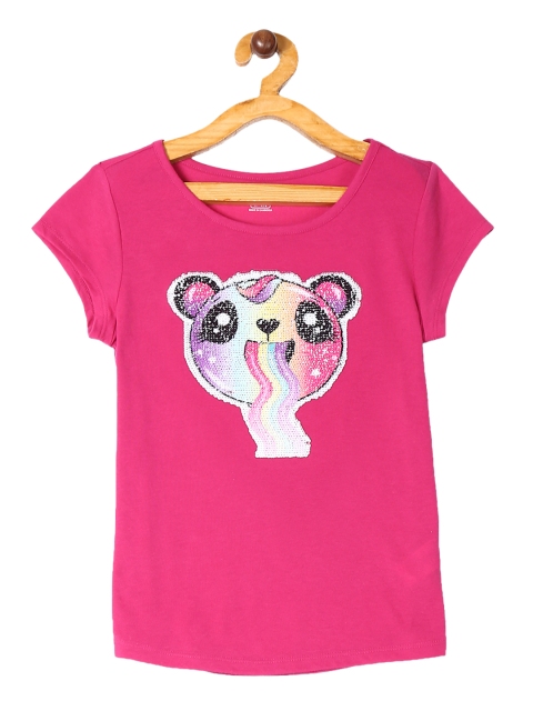 

The Childrens Place Girls Pink Reversible Sequin Embellished Top