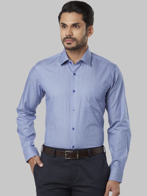

Raymond Men Blue Regular Fit Striped Formal Shirt