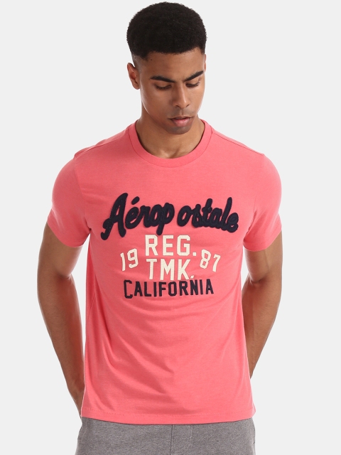 

Aeropostale Men Red Printed Round Neck Pure Cotton T-shirt