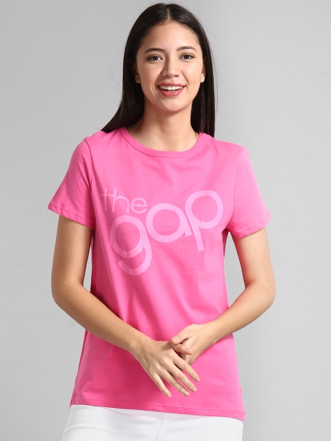 

GAP Women Pink Logo Short Sleeve Crewneck T-Shirt