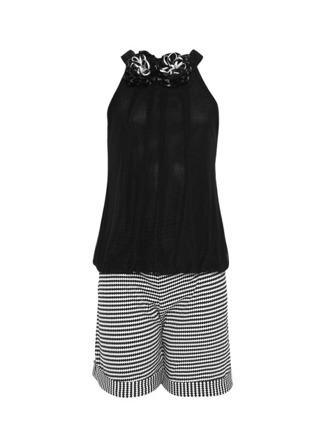 

Aarika Girls Black & White Solid Top with Shorts