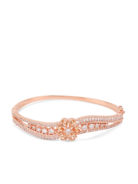 

ANIKAS CREATION Women Rose Gold-Plated Cubic Zirconia Bangle-Style Bracelet