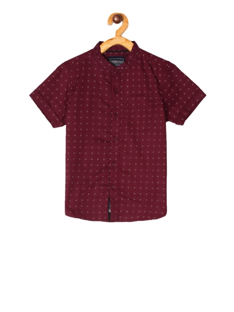 

Cherokee Boys Maroon Regular Fit Printed Casual Shirt