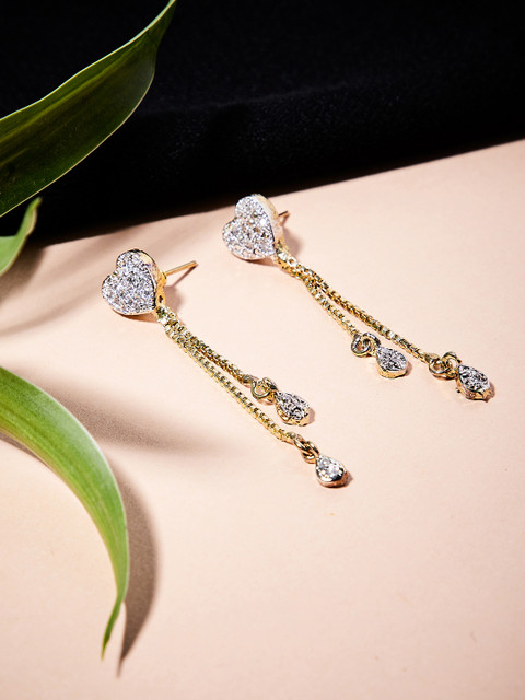 

ZeroKaata Gold-Plated & Handcrafted American Diamond Contemporary Drop Earrings