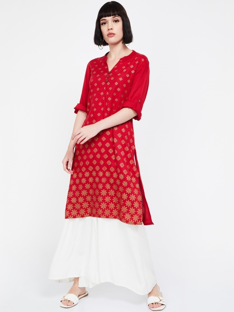 

Melange by Lifestyle Women Red Printed Straight Kurta