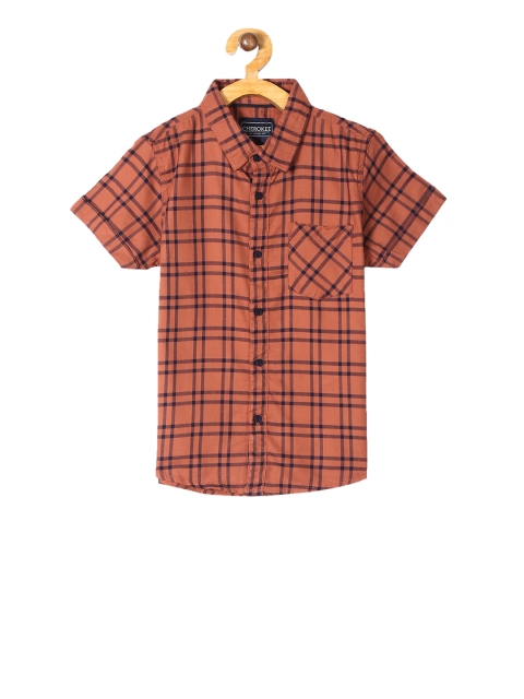 

Cherokee Boys Orange Regular Fit Checked Casual Shirt