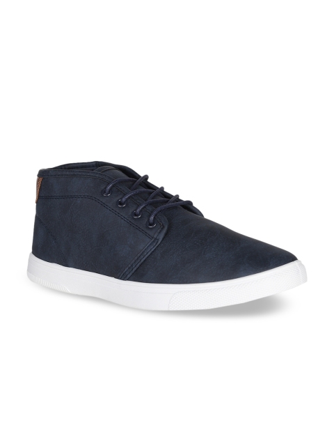 

Peter England Men Navy Blue Solid Mid-Top Sneakers