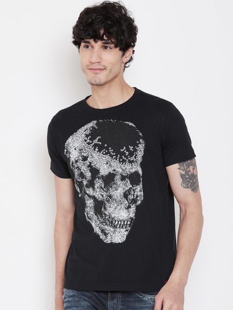 

PUNK Men Black Printed Round Neck T-shirt