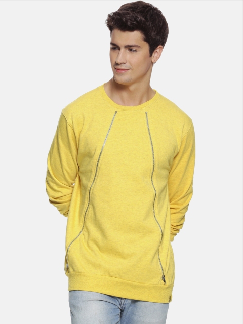 

Campus Sutra Men Yellow Solid Sweatshirt