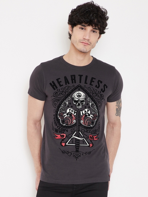 

PUNK Men Charcoal Printed Round Neck T-shirt