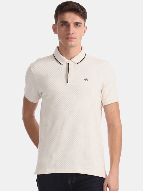 

Arrow Men Beige Solid Polo Collar T-shirt