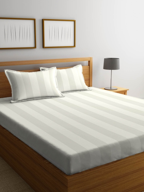 

Portico New York Cream-Coloured Solid 300 TC Cotton 1 King Bedsheet with 2 Pillow Covers