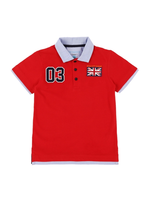 

Pantaloons Junior Boys Red Printed Polo Collar T-shirt
