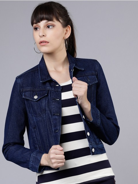

Tokyo Talkies Women Blue Solid Denim Jacket