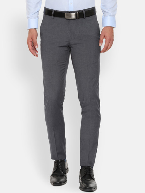 

Van Heusen Men Grey Slim Fit Solid Formal Trousers