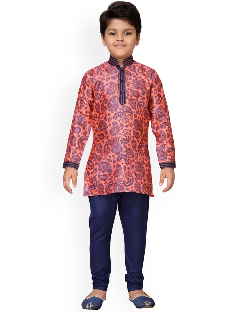 

Kidling Boys Orange & Orange Printed Kurta with Pyjamas