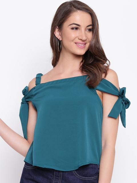

Mayra Women Teal Solid A-Line Top
