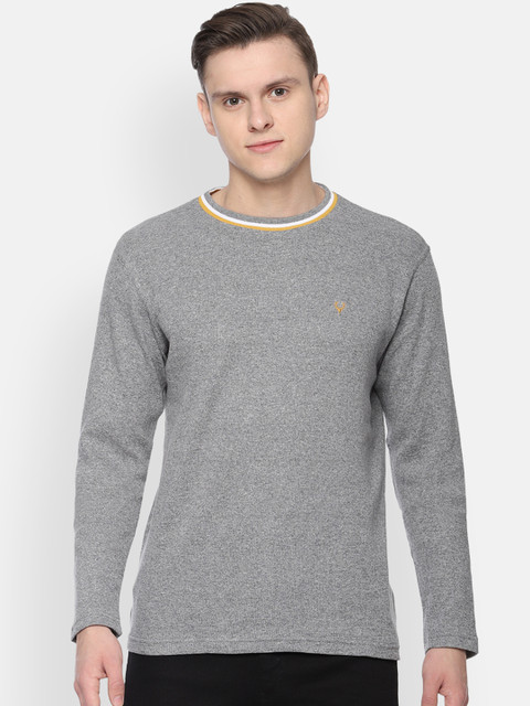 

Allen Solly Men Grey Solid Round Neck T-shirt