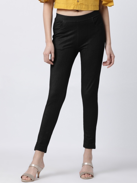 

GOLDSTROMS Women Black Solid Slim-Fit Denim Jeggings