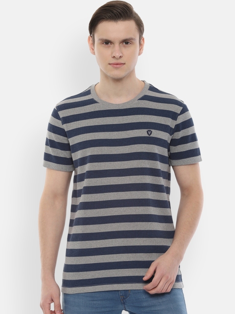 

Van Heusen Sport Men Navy Blue Striped Round Neck T-shirt