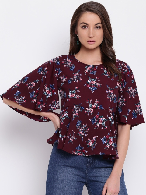 

Mayra Women Maroon Printed Peplum Top