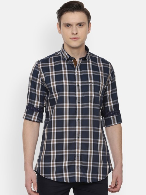 

Van Heusen Sport Men Navy Blue & White Slim Fit Checked Casual Shirt