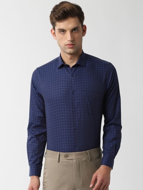

Peter England Men Navy Blue Regular Fit Printed Formal Shirt