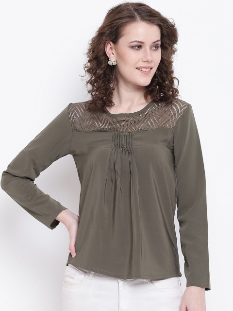 

Mayra Women Olive Green Solid Top