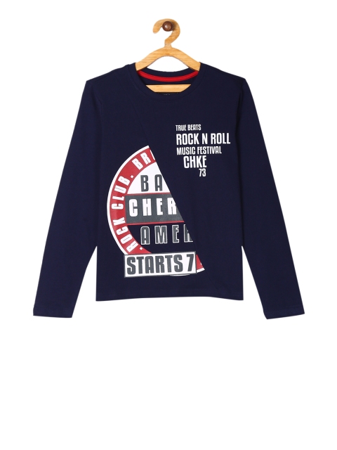 

Cherokee Boys Navy Blue Printed Round Neck Pure Cotton T-shirt
