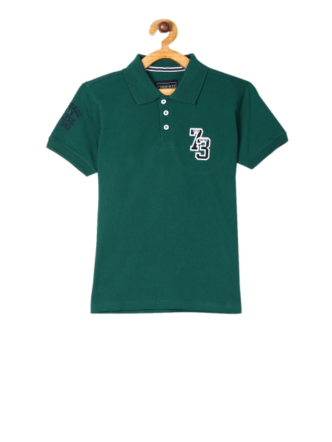 

Cherokee Boys Green Printed Polo Collar T-shirt