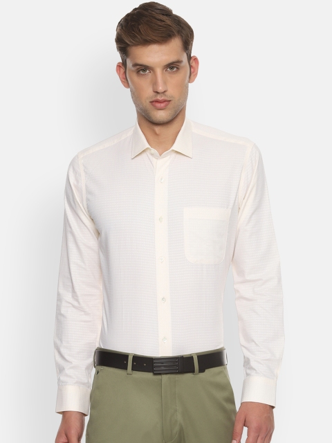 

Van Heusen Men Cream-Coloured Slim Fit Self Design Formal Shirt