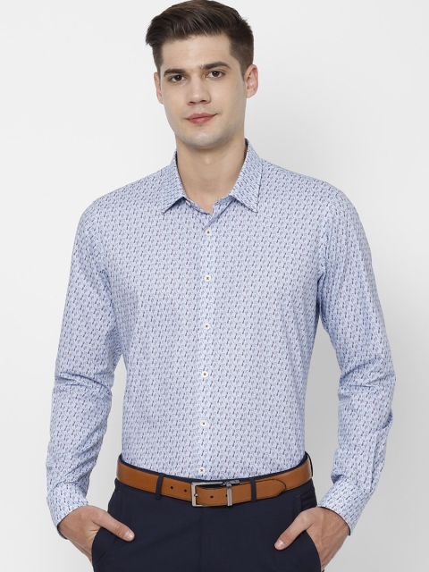 

SIMON CARTER LONDON Men Blue & Maroon Regular Fit Printed Formal Shirt