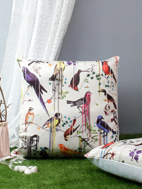 

Soumya Set of 2 White & Black Digital Print Square Cushion Covers