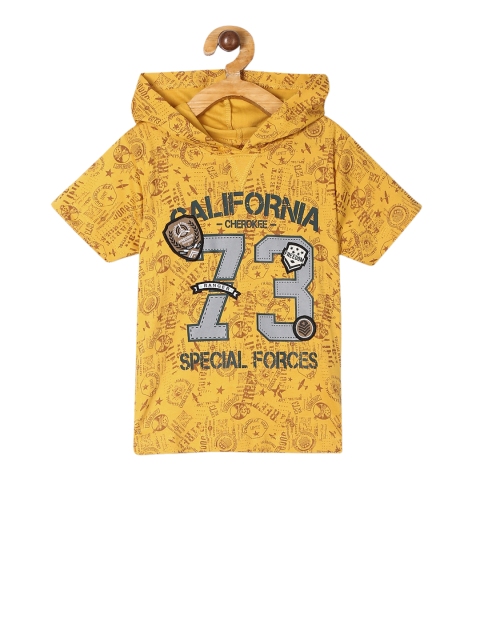 

Cherokee Boys Yellow Printed Hood T-shirt