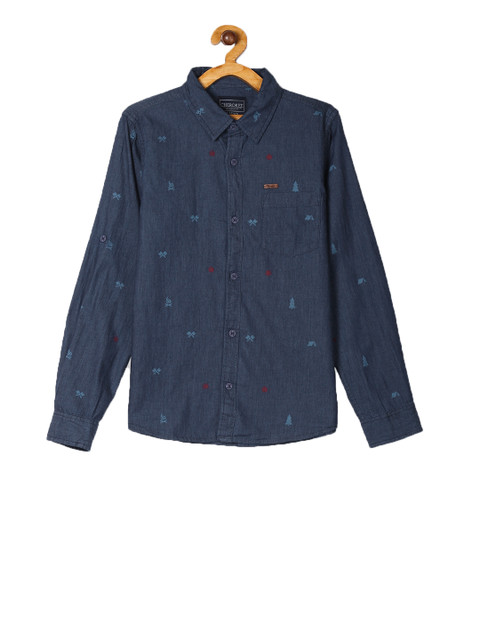 

Cherokee Boys Blue Regular Fit Printed Casual Shirt